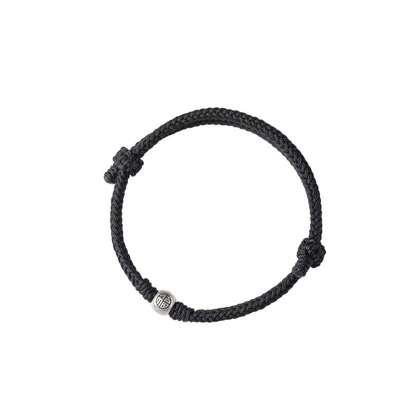 Pulsera de la suerte trenzada con cuentas Fu de plata de ley 925 y Buddha Stones hecha a mano - image 13