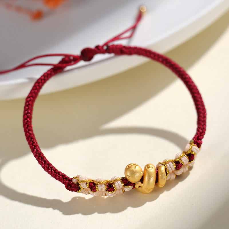 Pulsera de la suerte con forma de corazón y flor de durazno con hilo rojo del año de la serpiente en plata de ley 999 hecha a mano con Buddha Stones - image 10