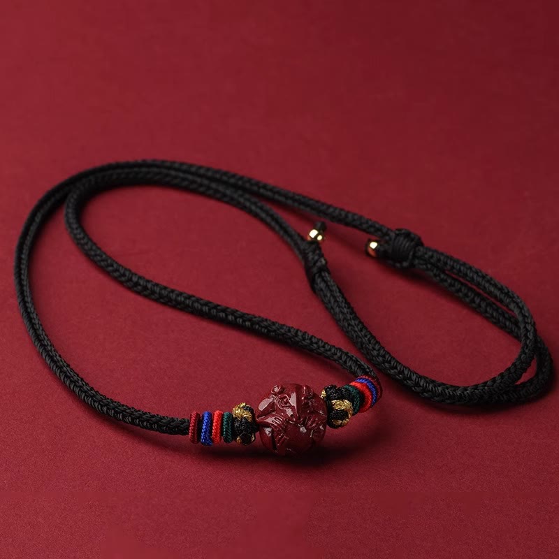 Colgante de collar con bendición de hilo negro con Buddha Stones y cinabrio del zodíaco chino - Conejo de cinabrio - image 19