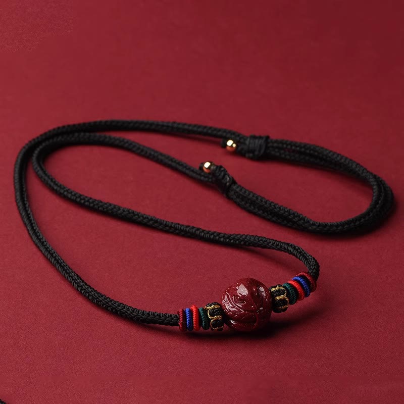Colgante de collar con bendición de hilo negro con Buddha Stones y cinabrio del zodíaco chino - Serpiente de cinabrio - image 22