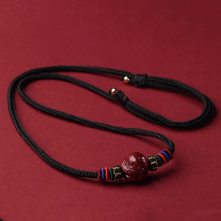 Colgante de collar con bendición de hilo negro con Buddha Stones y cinabrio del zodíaco chino - Serpiente de cinabrio - image 22