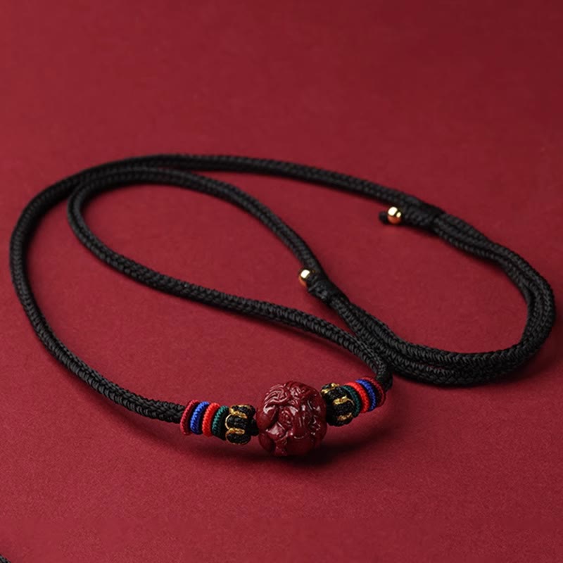 Colgante de collar con bendición de hilo negro con Buddha Stones y cinabrio del zodíaco chino - Caballo de cinabrio - image 23