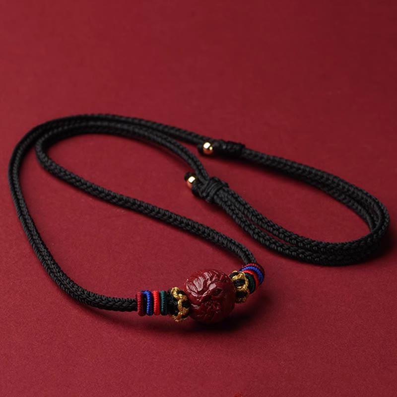 Colgante de collar con bendición de hilo negro con Buddha Stones y cinabrio del zodíaco chino - Gallo cinabrio - image 26