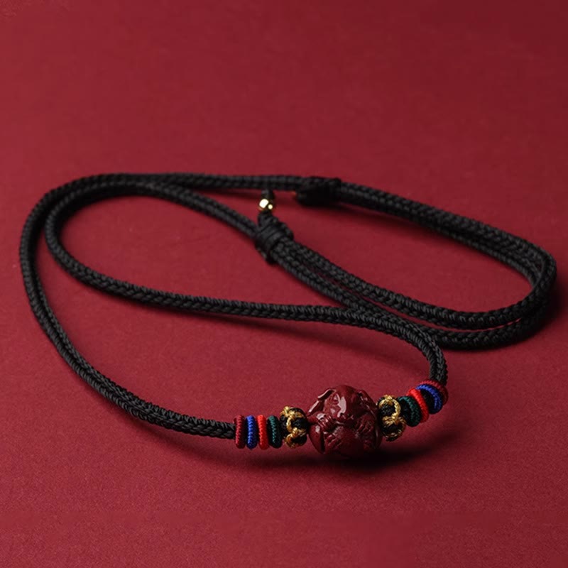Colgante de collar con bendición de hilo negro con Buddha Stones y cinabrio del zodíaco chino - Perro cinabrio - image 27