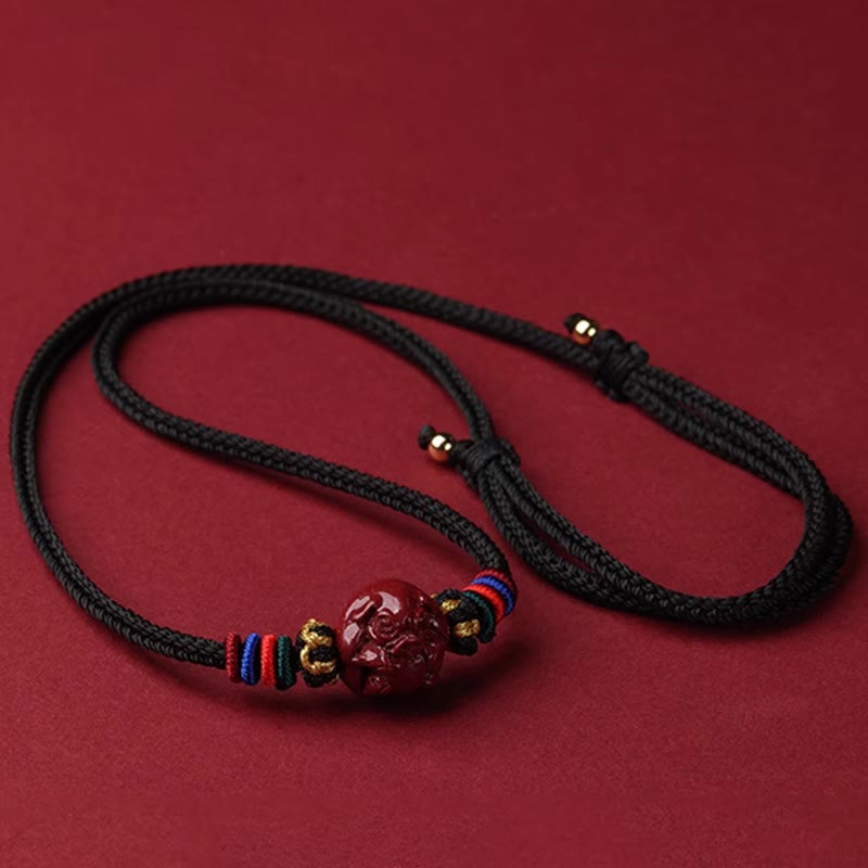 Colgante de collar con bendición de hilo negro con Buddha Stones y cinabrio del zodíaco chino - Cerdo cinabrio - image 28