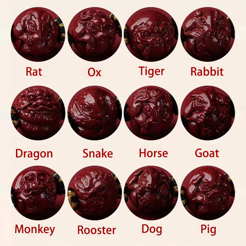 Colgante de collar con bendición de hilo negro con Buddha Stones y cinabrio del zodíaco chino - image 2