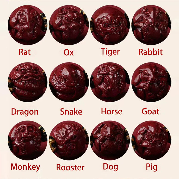 Colgante de collar con bendición de hilo negro con Buddha Stones y cinabrio del zodíaco chino - image 2