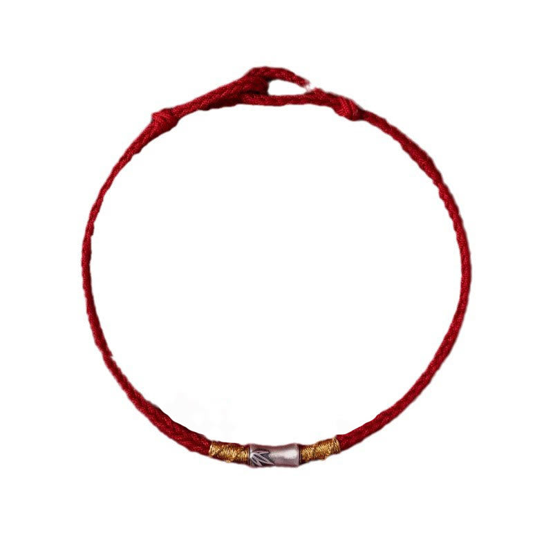 Pulsera trenzada de hilo rojo con diseño de bambú y plata de ley 925 hecha a mano con Buddha Stones - image 15