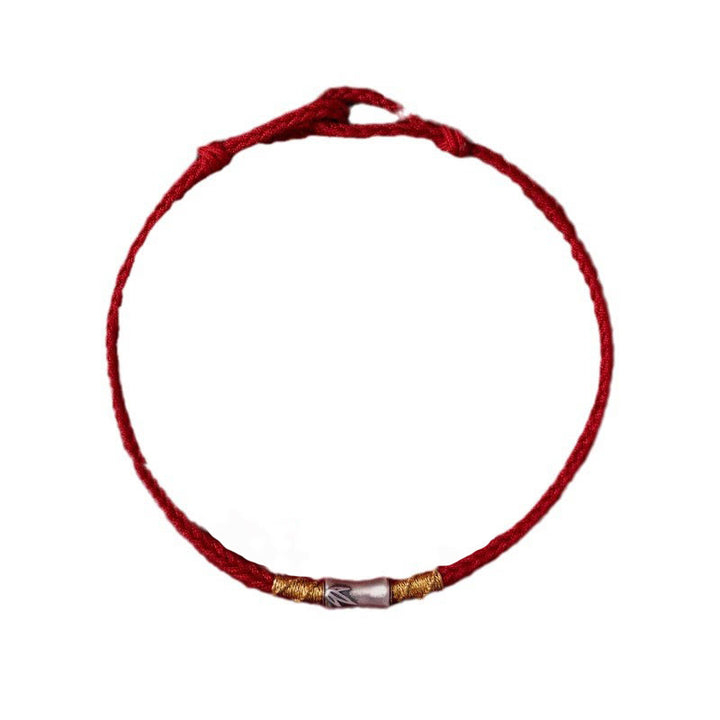 Pulsera trenzada de hilo rojo con diseño de bambú y plata de ley 925 hecha a mano con Buddha Stones - image 15