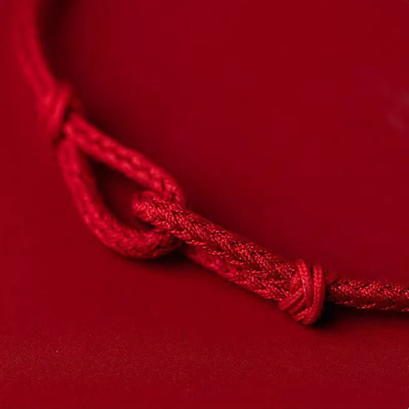 Pulsera trenzada de hilo rojo con diseño de bambú y plata de ley 925 hecha a mano con Buddha Stones - image 12