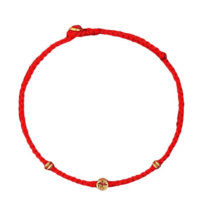 Pulsera de la suerte con el personaje Fu hecha a mano con hilo rojo trenzado y piedras de Buddha Stones en plata de ley 925 - image 14