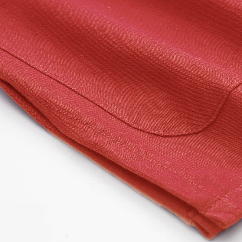 Conjunto de 2 piezas de camisa y pantalones de manga larga de algodón con botones de rana para hombre con Buddha Stones