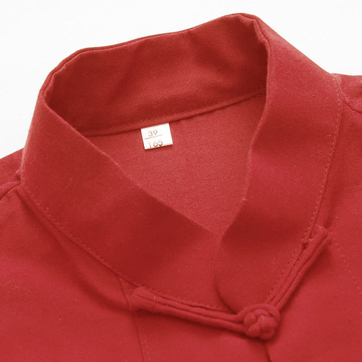 Conjunto de 2 piezas de camisa y pantalones de manga larga de algodón con botones de rana para hombre con Buddha Stones