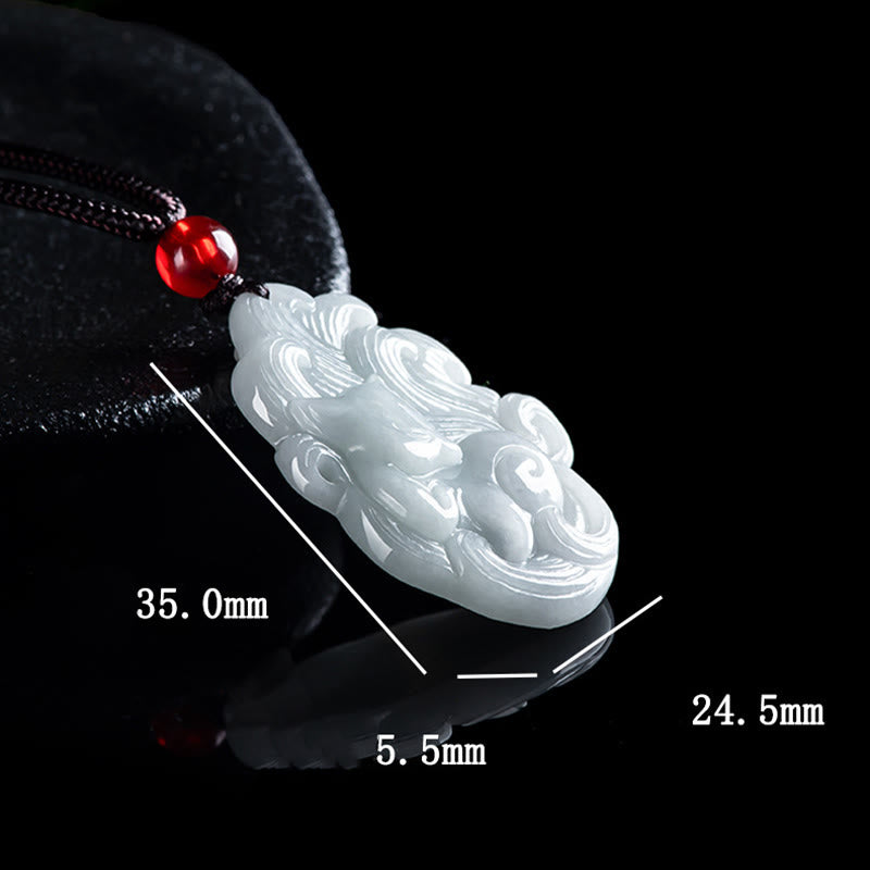 Colgante de collar con zorro de nueve colas de jade natural y Buddha Stones