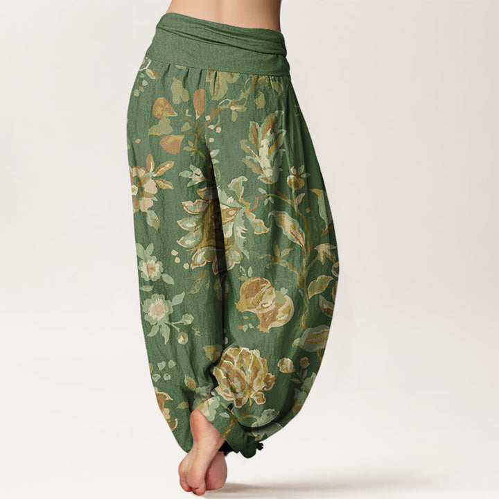 Pantalones bombachos de cintura elástica para mujer, de algodón, estilo casual, con diseño de capullos de flores y Buddha Stones. - image 5