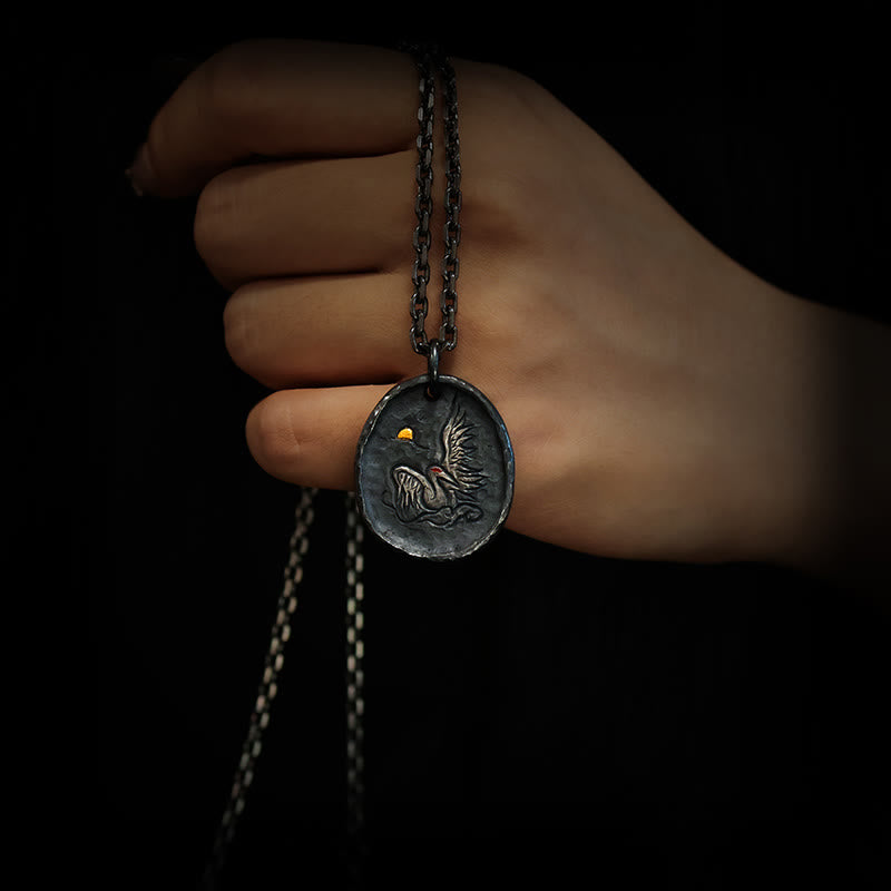 Collar con colgante de equilibrio de nubes auspiciosas y grullas de oro de 24 k y plata de ley 999 con Buddha Stones - image 6