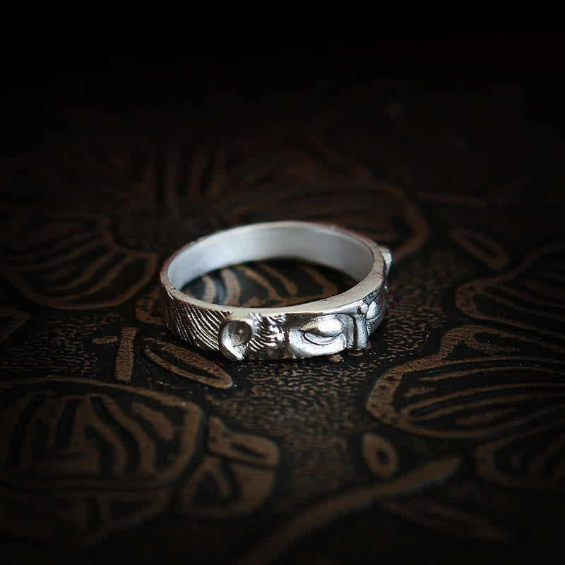 Anillo de protección para los ojos de Buda de plata de ley 999 con Buddha Stones - image 7