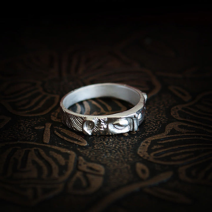 Anillo de protección para los ojos de Buda de plata de ley 999 con Buddha Stones - image 7