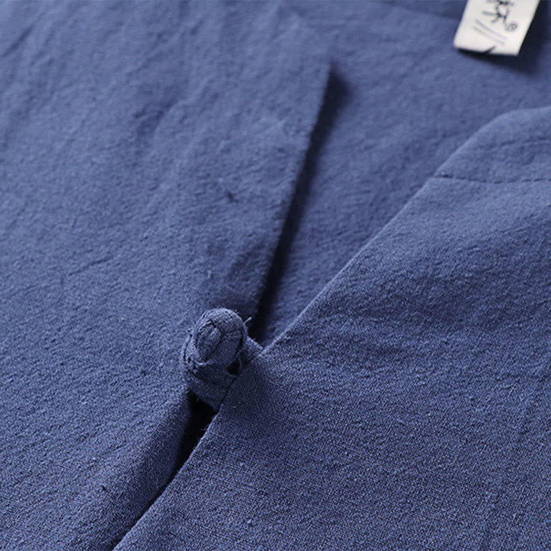 Camisa de hombre de manga tres cuartos con un botón y estampado de Buddha Stones, color liso. - image 10