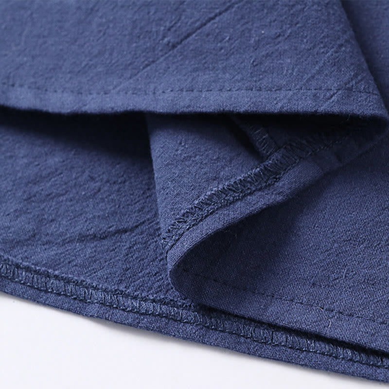 Camisa de lino y algodón con un botón y manga tres cuartos de color liso para hombre con Buddha Stones - image 12