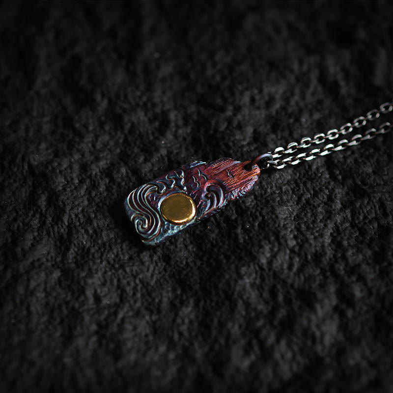 Collar con colgante de equilibrio de sol y ondas de oro de 24 k y plata de ley 999 con Buddha Stones - image 3