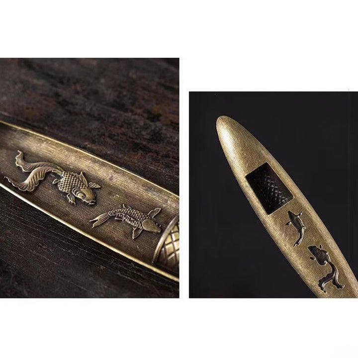 Quemador de incienso de aleación de zinc con forma de pez koi y barco de pescador con Buddha Stones, decoración curativa - image 10