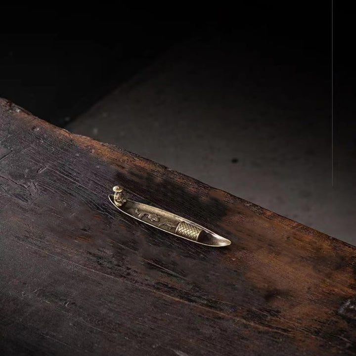 Quemador de incienso de aleación de zinc con forma de pez koi y barco de pescador con Buddha Stones, decoración curativa - image 7