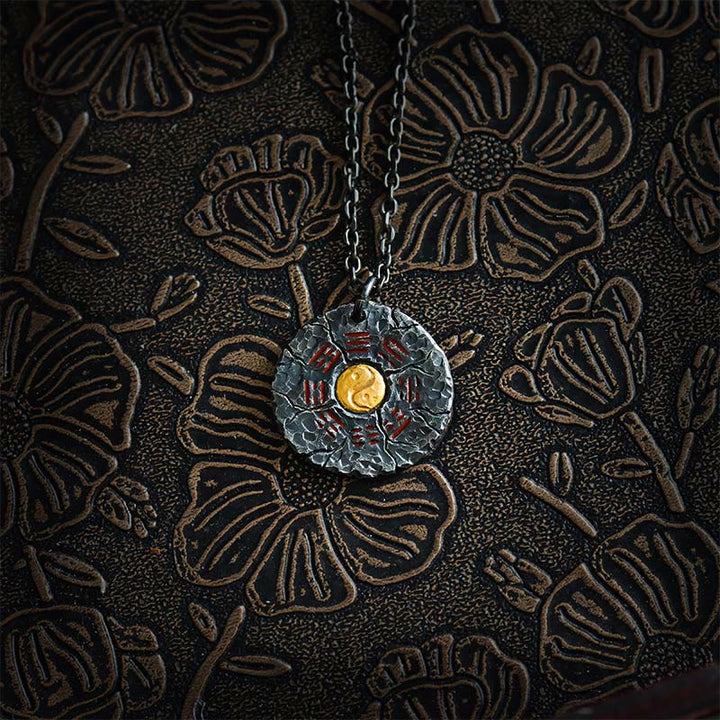 Collar con colgante de armonía con diseño de Yin Yang, Tai Chi, Bagua, oro de 24 quilates y plata de ley 999 con Buddha Stones - Cadena de acero de titanio y plata de ley 999 - image 8