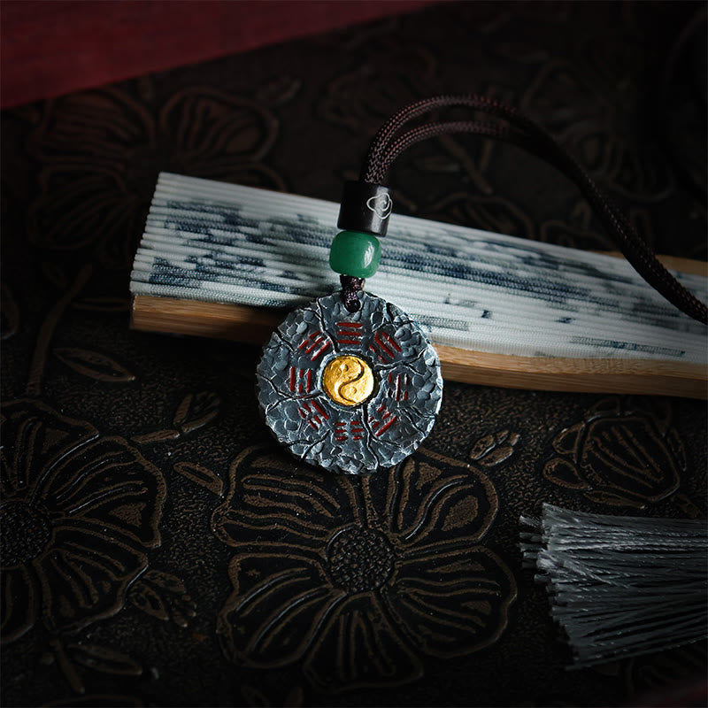 Collar con colgante de armonía con diseño de Yin Yang, Tai Chi, Bagua, oro de 24 quilates y plata de ley 999 con Buddha Stones - image 2