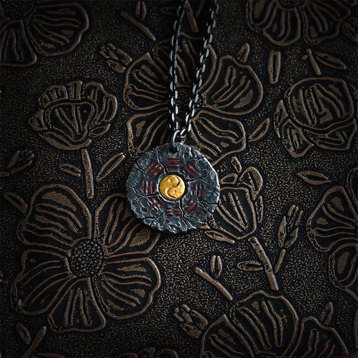 Collar con colgante de armonía con diseño de Yin Yang, Tai Chi, Bagua, oro de 24 quilates y plata de ley 999 con Buddha Stones - Cadena de plata y plata de ley 999 - image 10