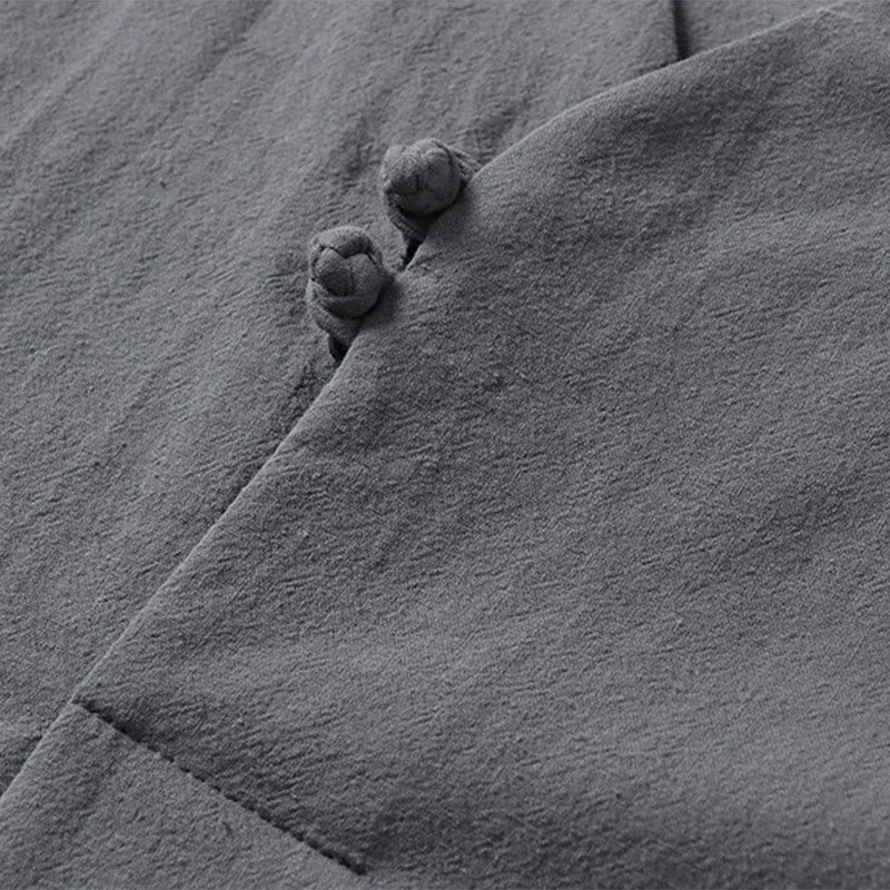 Camisa de algodón para hombre con cuello en V, manga tres cuartos, dos botones y color liso, informal, con Buddha Stones - image 7