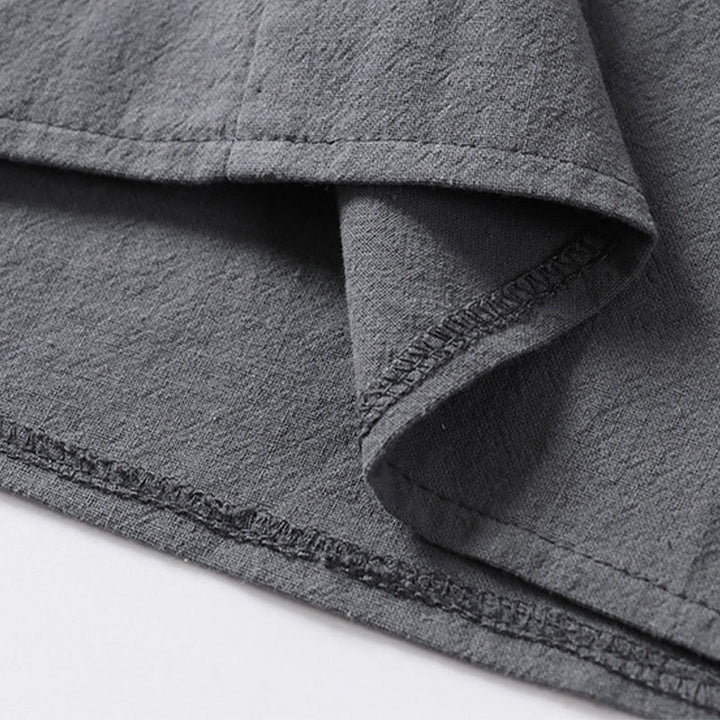 Camisa de algodón para hombre con cuello en V, manga tres cuartos, dos botones y color liso, informal, con Buddha Stones - image 10