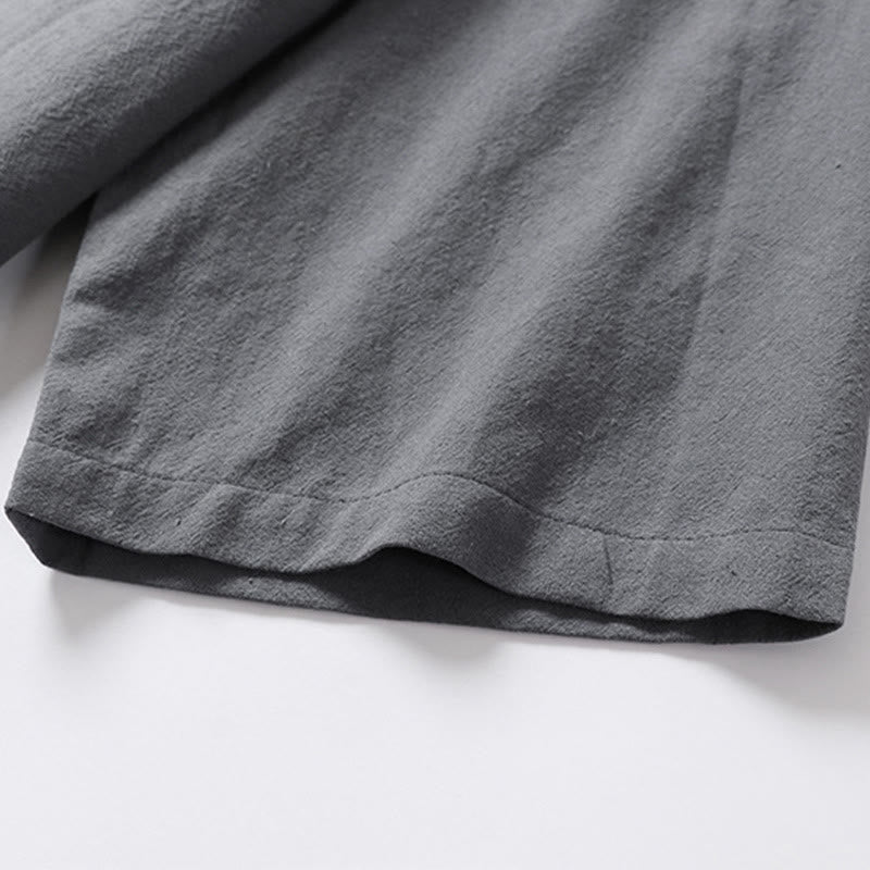 Camisa de algodón para hombre con cuello en V, manga tres cuartos, dos botones y color liso, informal, con Buddha Stones - image 11