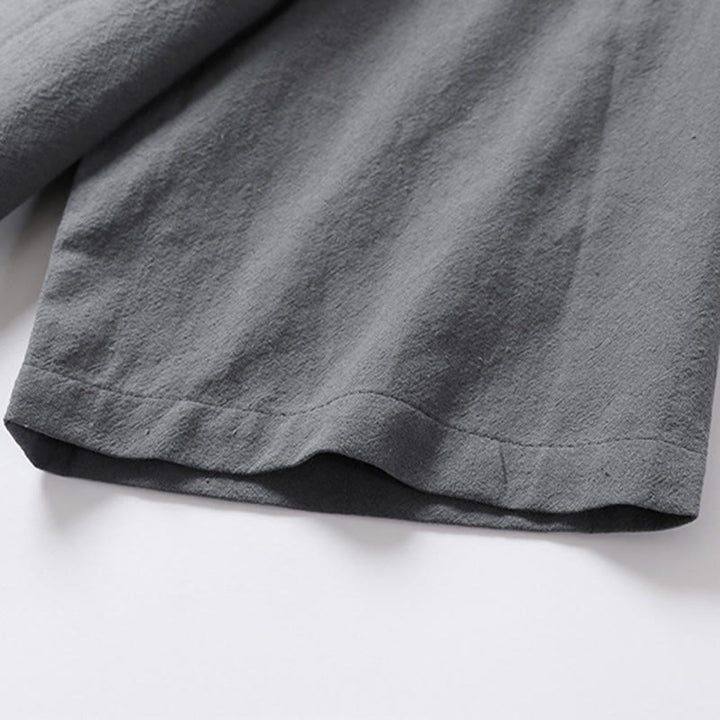 Camisa de algodón para hombre con cuello en V, manga tres cuartos, dos botones y color liso, informal, con Buddha Stones - image 11