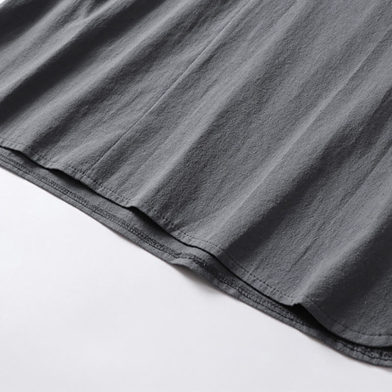 Camisa de algodón para hombre con cuello en V, manga tres cuartos, dos botones y color liso, informal, con Buddha Stones