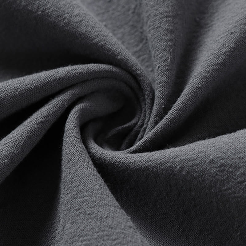 Camisa de algodón para hombre con cuello en V, manga tres cuartos, dos botones y color liso, informal, con Buddha Stones - image 8