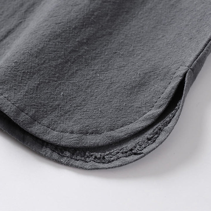 Camisa de algodón para hombre con cuello en V, manga tres cuartos, dos botones y color liso, informal, con Buddha Stones - image 12