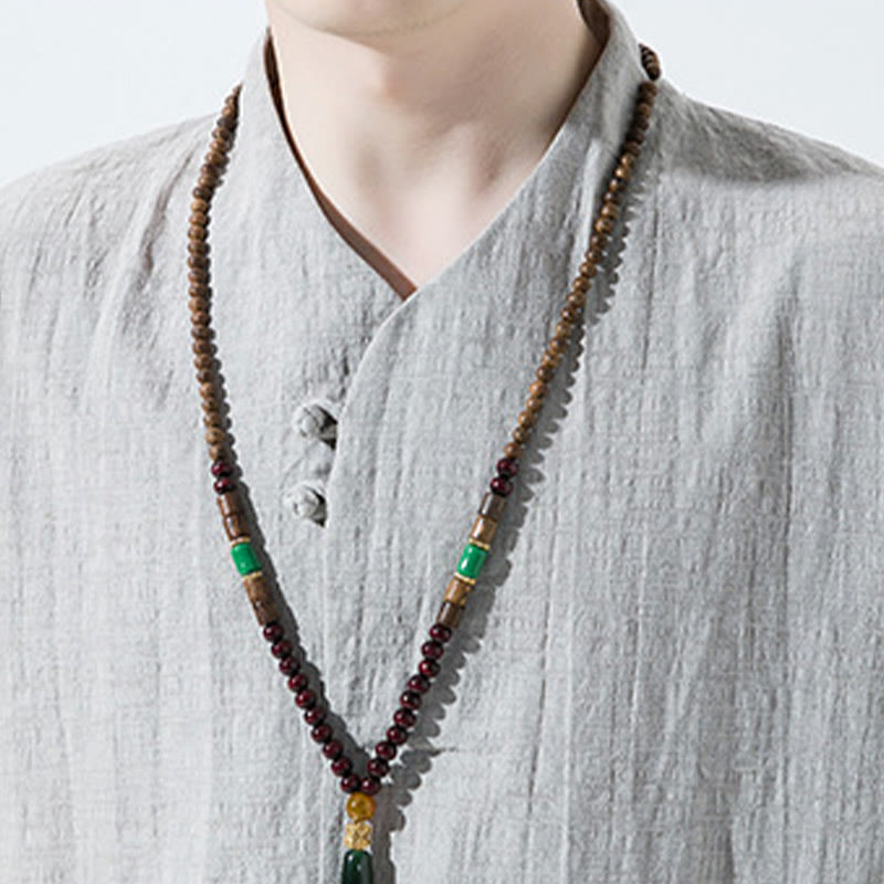 Camisa de lino y algodón con cuello en V, manga tres cuartos y dos botones, informal, de color liso, para hombre con Buddha Stones - image 8