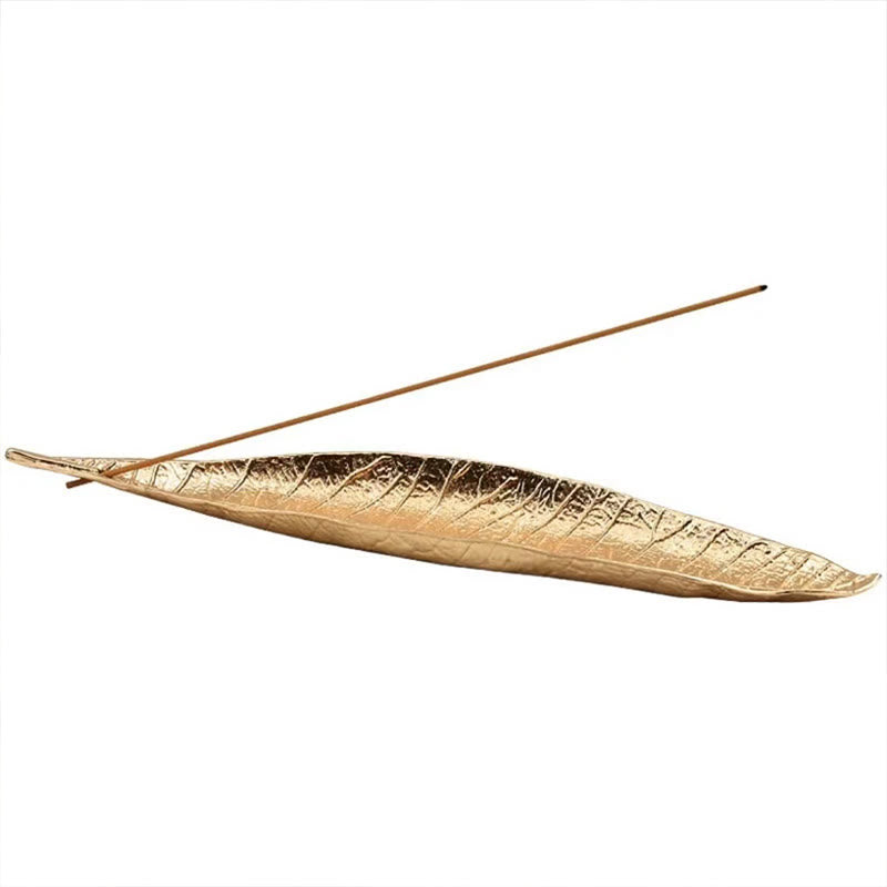 Quemador de incienso curativo con hojas orientales de aleación de Buddha Stones - Hoja de color marrón rojizo 24,6 x 5,3 x 1,4 cm - image 9