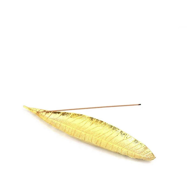 Quemador de incienso curativo con hojas orientales de aleación de Buddha Stones - Pan de oro 24,6 x 5,3 x 1,4 cm - image 5