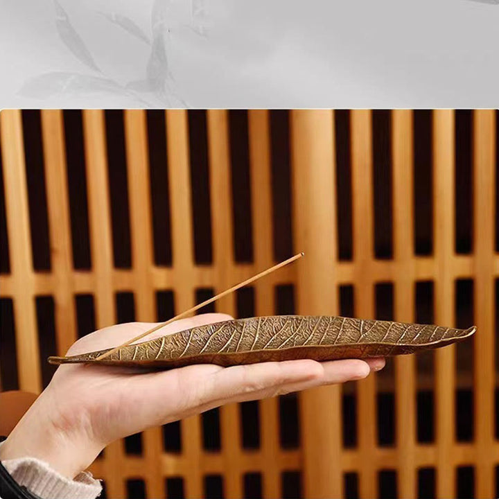 Quemador de incienso curativo con hojas orientales de aleación de Buddha Stones - image 3