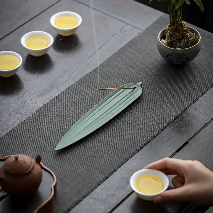 Quemador de incienso de cerámica curativo con hojas de bambú verde y Buddha Stones - image 2