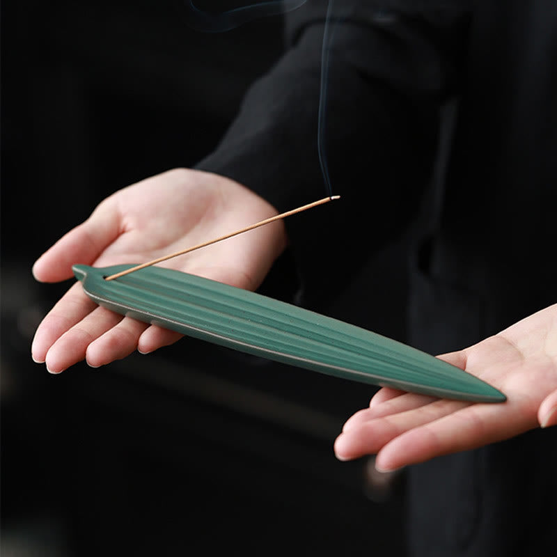 Quemador de incienso de cerámica curativo con hojas de bambú verde y Buddha Stones - image 5