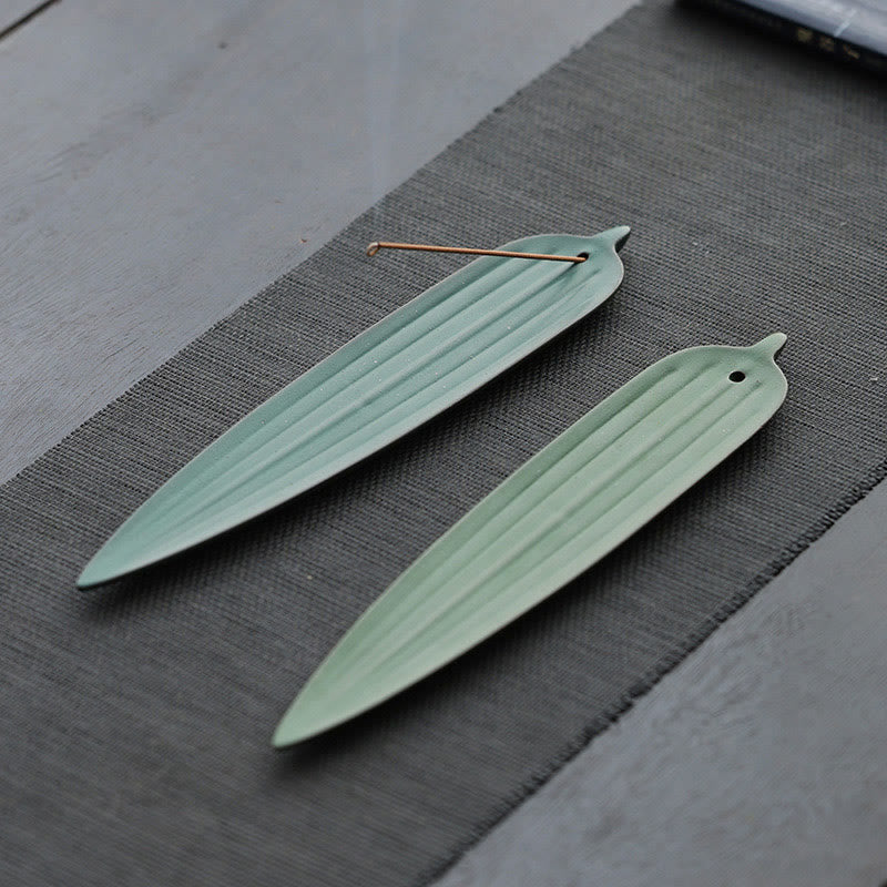 Quemador de incienso de cerámica curativo con hojas de bambú verde y Buddha Stones - image 10