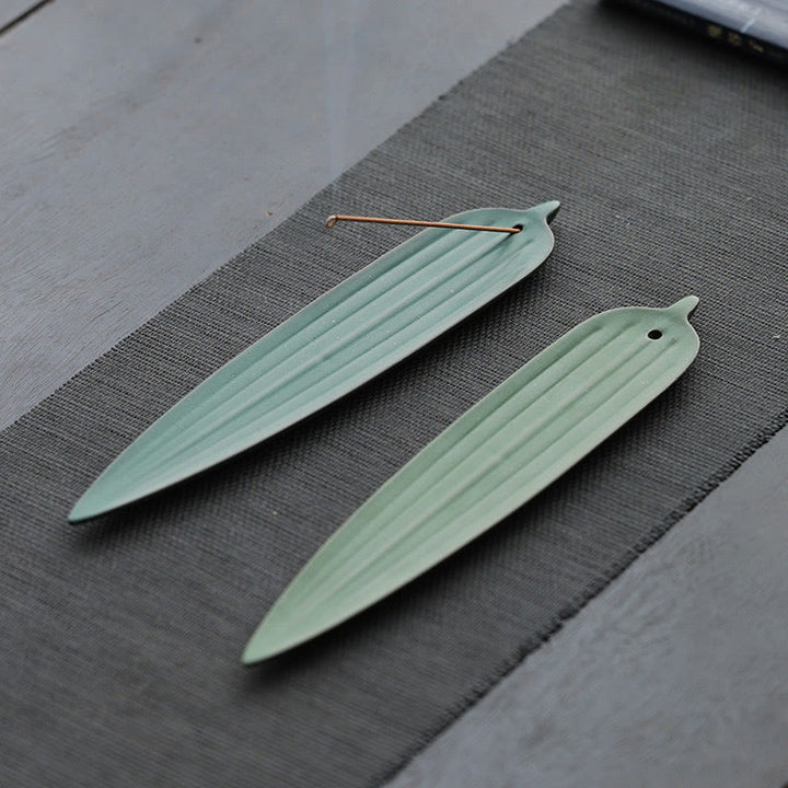 Quemador de incienso de cerámica curativo con hojas de bambú verde y Buddha Stones - image 10