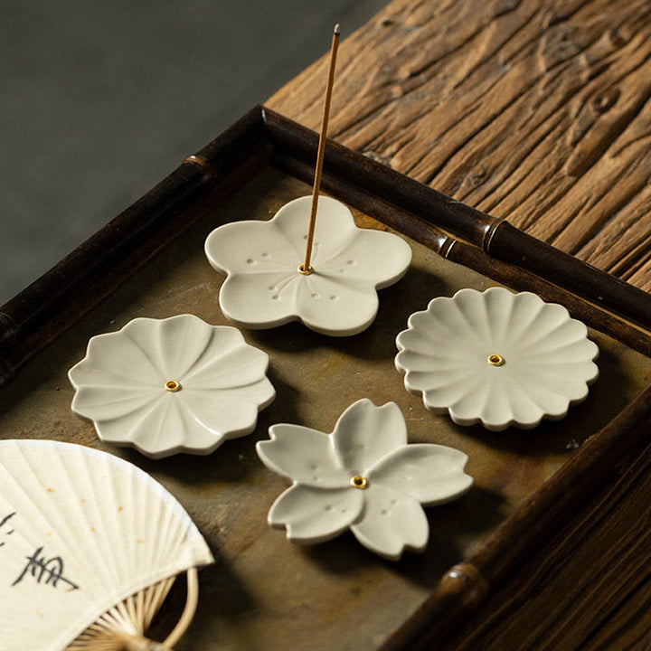 Quemador de incienso de cerámica curativo con Buddha Stones , flor de loto, flor de cerezo, flor de ciruelo y crisantemo - image 10