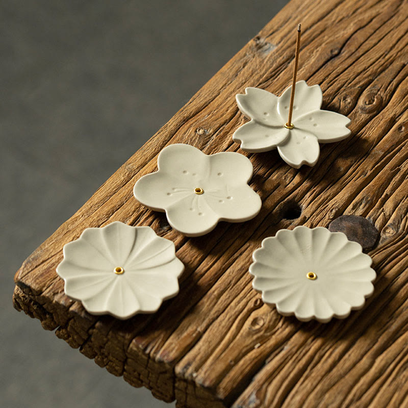 Quemador de incienso de cerámica curativo con Buddha Stones , flor de loto, flor de cerezo, flor de ciruelo y crisantemo - image 11