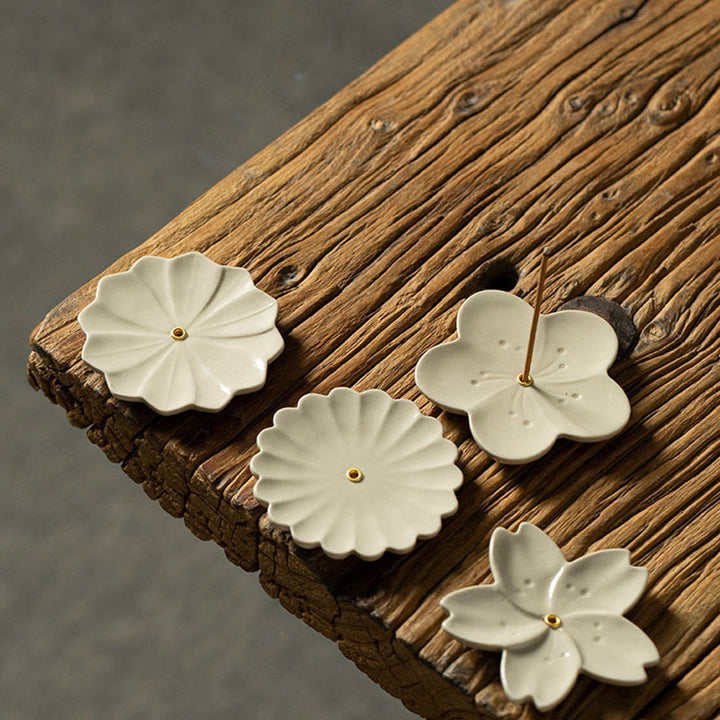 Quemador de incienso de cerámica curativo con Buddha Stones , flor de loto, flor de cerezo, flor de ciruelo y crisantemo - image 12