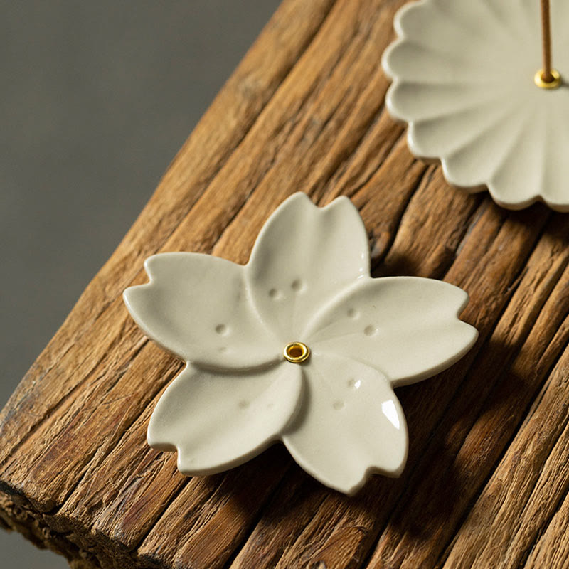 Quemador de incienso de cerámica curativo con Buddha Stones , flor de loto, flor de cerezo, flor de ciruelo y crisantemo - image 2