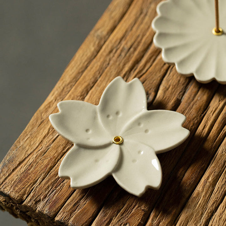 Quemador de incienso de cerámica curativo con Buddha Stones , flor de loto, flor de cerezo, flor de ciruelo y crisantemo - image 2